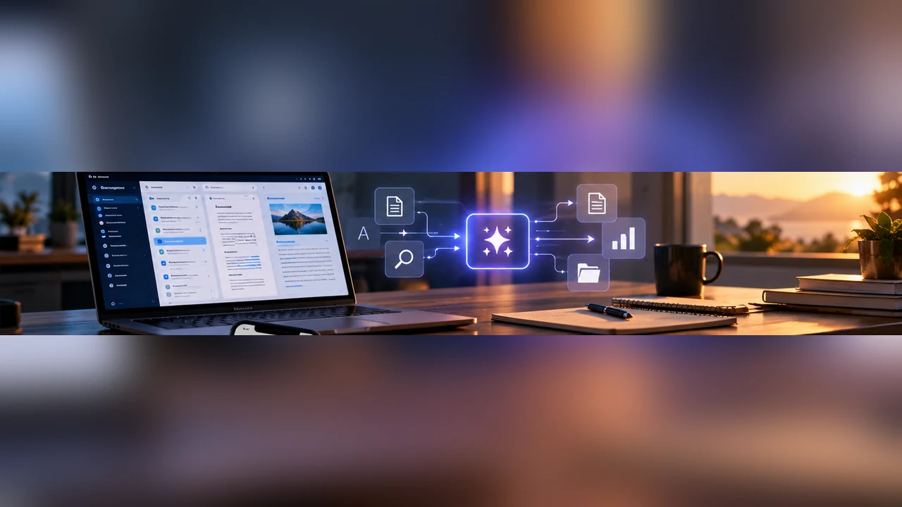 Ilustrace AI asistenta pro firemní dokumenty